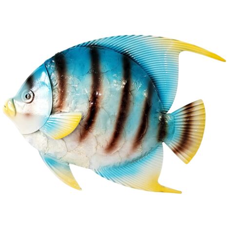 Ornement mural en métal en forme de poisson - Décoration colorée pour jardin et terrasse