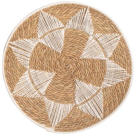 Ornement mural naturel en palmier et jonc de mer pour décoration de jardin et d'extérieur, 62 cm x 8 cm