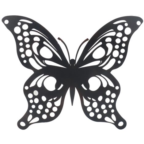 Ornement mural papillon ethnique en métal noir décoratif pour la maison