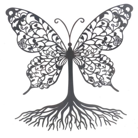 Ornement mural papillon racines métal décoratif ethnique maison jardin cadeau