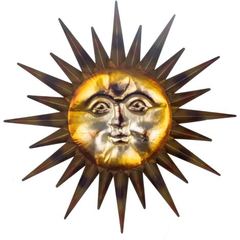 Ornement mural soleil métallique - Applique murale décorative pour jardin