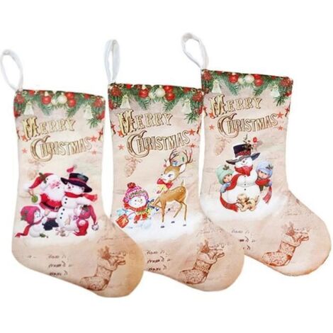 Ornement - OKUMGGYJ - Lot de 3 petites bottes - Motif de Noël - Décoration d'intérieur - Cadeau pour enfant