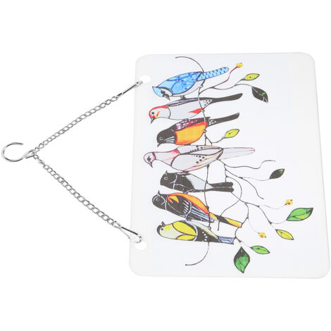 Ornement suspendu en verre pour fenêtre - Panneau rectangulaire 20x12,5cm avec chaîne - Décoration d'oiseaux en fil - Cadeau pour passionnés d'oiseaux