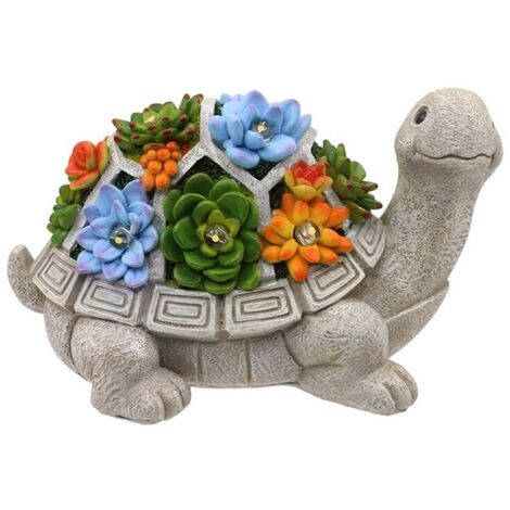 Ornement tortue solaire, résine synthétique, LED, multicolore