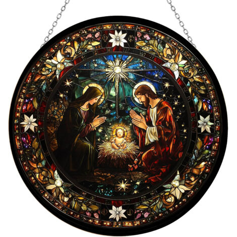 Ornement vitrail 12.5 cm – Attrape-lumière prêt à accrocher