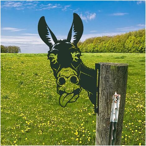 Ornements De Jardin D'Âne en Métal pour Clôtures Décorations en Plein Air Maison Âne Animaux Jardin Décor Sculptures Rouillé Fonte Silhouettes Arbre Cour Mur Art Cadeau DonkeyC