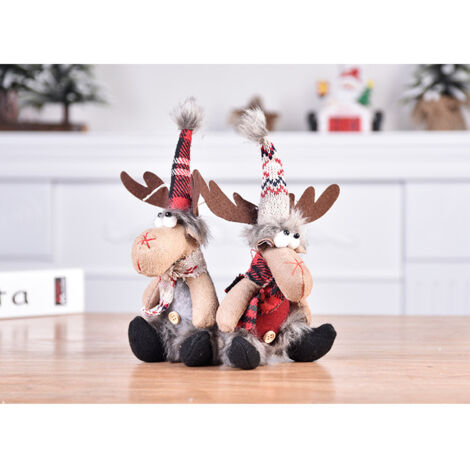 Ornements de noël, 2 pièces, poupée figurine d'élan, arbre de noël, décorations de fenêtre suspendues, Mini cadeaux en tissu pour enfants YMYNY