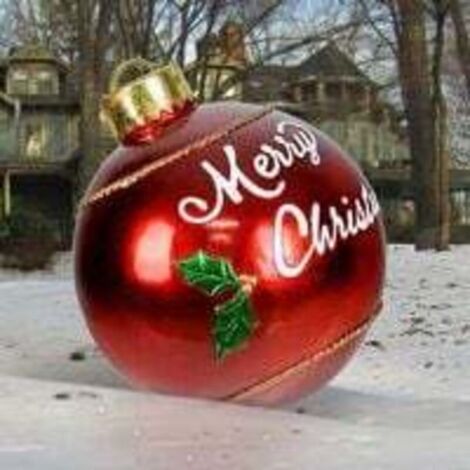 Ornements de Noël Boule de Noël Gonflable Géante Décorée en PVC de Noël Extérieur de 23,6 Pouces Décorations de Boule Gonflable de Noël Boules Gonflables de Noël pour Plein Air à La Maison - Merry Chr