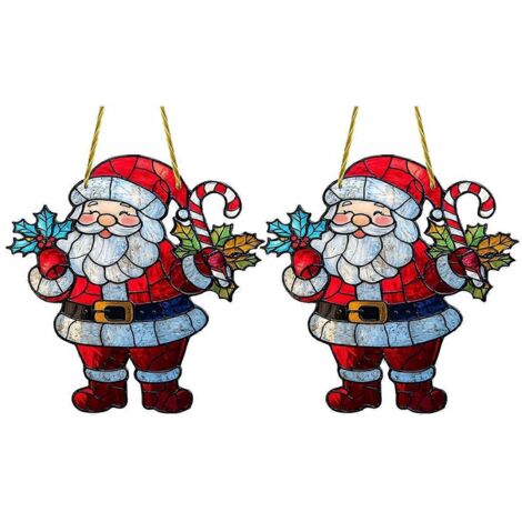 Ornements de Noël Père Noël, décorations de fenêtre colorées en acrylique (voir photo)