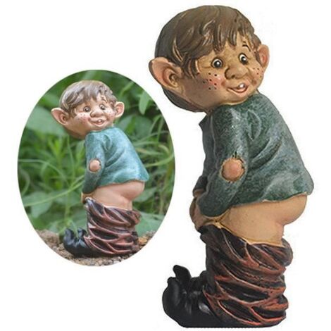 Ornements de pelouse - Nain de Jardin Humoristique "Stinky" - Résine Imperméable - 10,5x4x5cm - Décoration d'extérieur