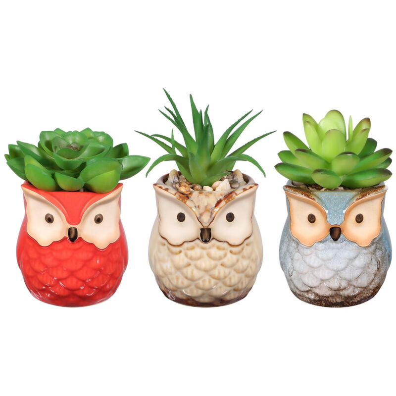 Ornements de plantes vertes 3 pièces Pot de plantes succulentes artificielles Simulation de plantes vertes Décoration créative en pot de bonsaï pour