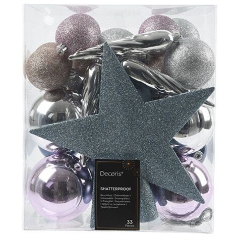 ORNEMENTS DE SAPIN 33 PCS ASSORTIS AZU-LIL-SILVER