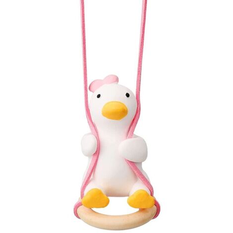 Ornements de Voiture, Mignon Balançoire Canard Pendentif Swinging Duck avec anneau de natation Miroir de Voiture Rétroviseur Ornements Cadeaux D'anniversaire Décoration Charme de Voiture Suspendu,Rose