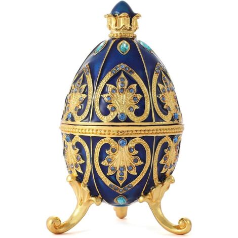Ornements d'œufs de Pâques uniques en acier de style royal, incrustés de strass, convenant à la décoration et au rangement de bijoux.