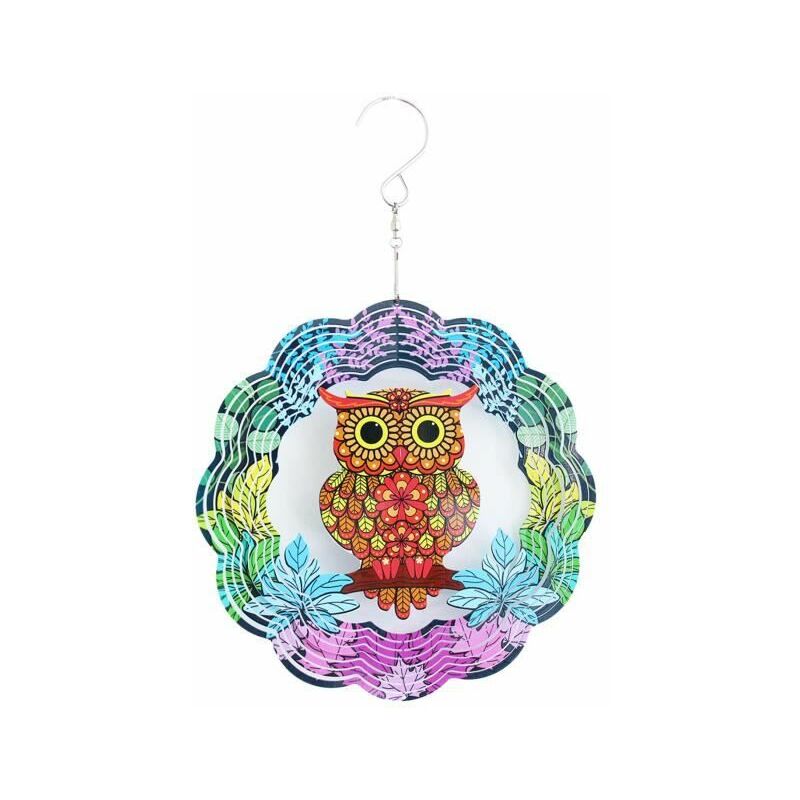 Live House - Ornements en acier inoxydable cadeau multicolore hibou rotatif Windcatcher grands ornements de patioPour les animaux de compagnie