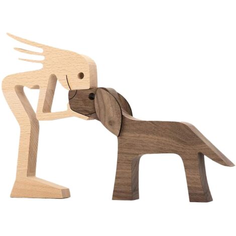 Ornements en bois sculptés représentant une famille de chiots (2024), décorations en bois sculptées pour une famille de chiens (toujours avec moi)