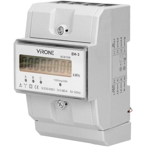 Orno 3-Phasen-Stromverbrauchsanzeige, 80A, 3 Module, DIN TH-35mm