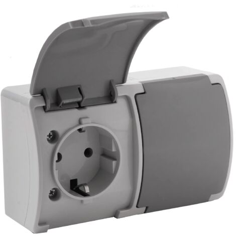 ORNO OE-7106(GS)/GR Enchufe Superficie 2x2P+Z Schuko IP44