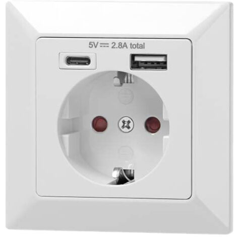 Orno Prise électrique Schuko blanche avec chargeur USB