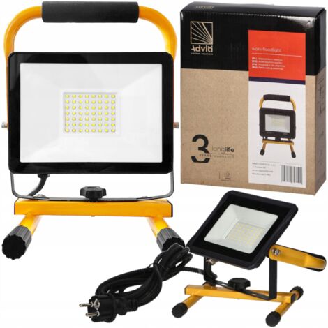 Orno  Projecteur LED 50W - Noir/Jaune - Portable IP65 - Éclairage puissant - 4000K