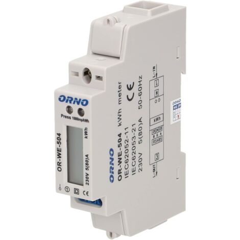 ORNO WE-504 Contatore Energia Elettrica Monofase 80A Porta RS-485 1 Modulo DIN TH-35mm