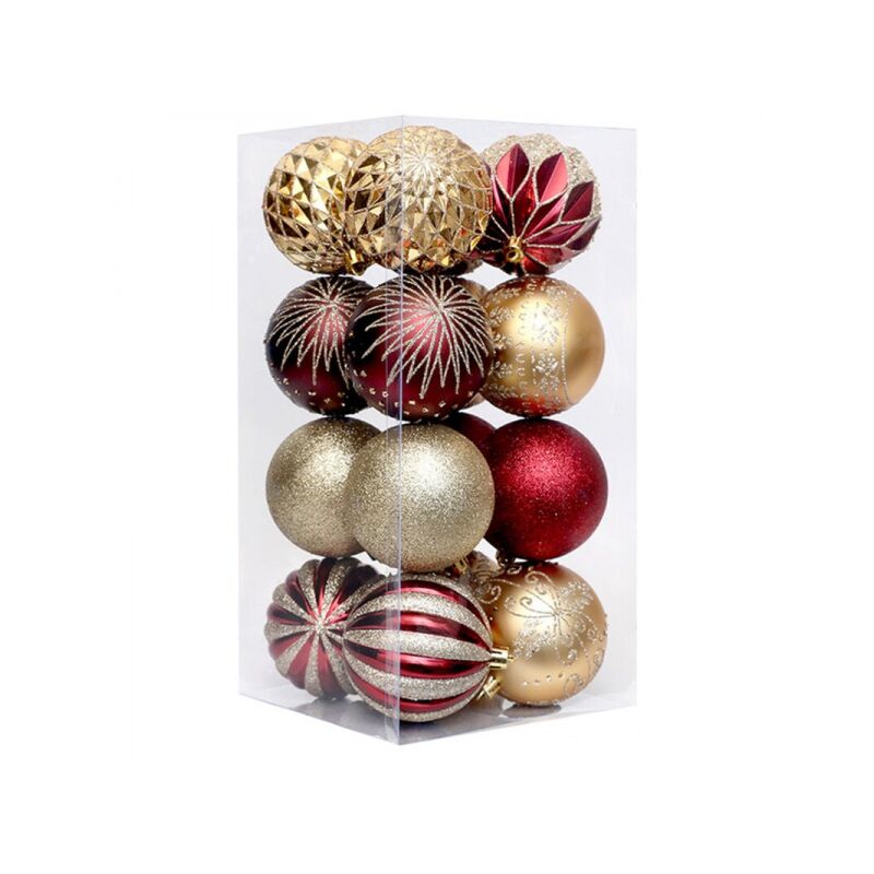 Image of （Oro Rosso）Ornamenti con Palline, 16 Pezzi Infrangibili Palline Glitter Colorate Set di Pendenti per Albero di Decorazione di Palline per Feste