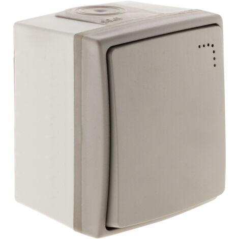 Orok – Bouton poussoir à voyant lumineux étanche IP55 – Pose en saillie – Bornes automatiques pour câblage facile – Usage extérieur