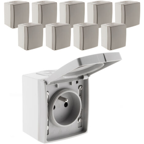 Orok – Lot de 10 prises 16A 2P+T étanche IP55 – Pose en saillie – Bornes automatiques – Norme NF pour extérieur