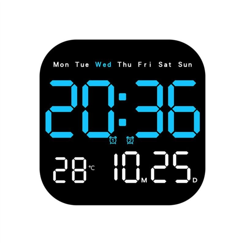 Image of Orologi da parete digitali, temperatura, data, settimana, display elettronico da tavolo, 12/24 ore, montaggio a parete, led, telecomando, b
