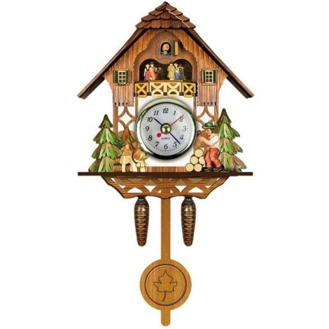 Orologio a cucù antico in legno, orologio da parete a forma di casetta per uccelli, decorazione per la casa, orologio a cucù da appendere, campana oscillante automatica, pendolo, arredamento per la ca