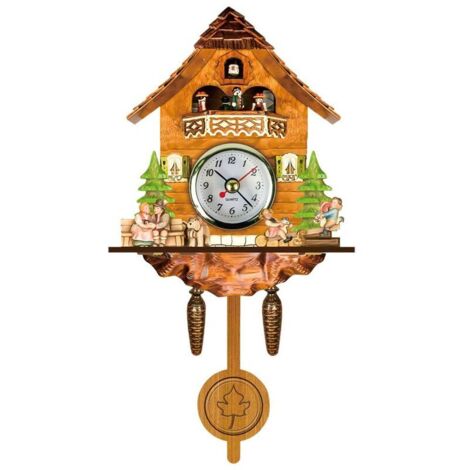 Orologio a cucù antico in legno, orologio da parete a forma di casetta per uccelli, decorazione per la casa, orologio a cucù da appendere, campana oscillante automatica, pendolo, arredamento per la ca