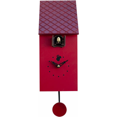 Orologio a Cucù da Parete 13x30x12 cm Pirondini Italia Portofino Rosso Carminio
