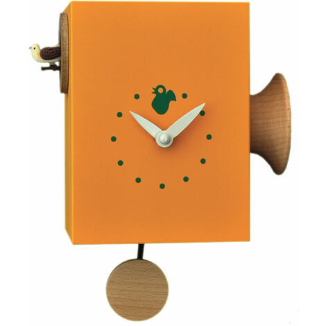 Orologio a Cucù da Parete 15X16X11Cm Pirondini Italia Trombettino Giallo Melone