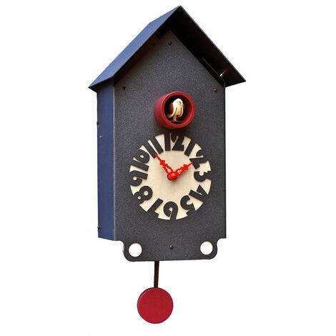 Orologio a Cucù da Parete 17X30X12Cm Pirondini Italia Casetta Nero Graffite