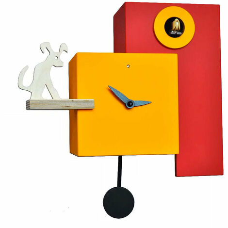 Orologio a Cucù da Parete 25X23X12Cm Pirondini Italia The Guardian Arancio Giallo e Rosso