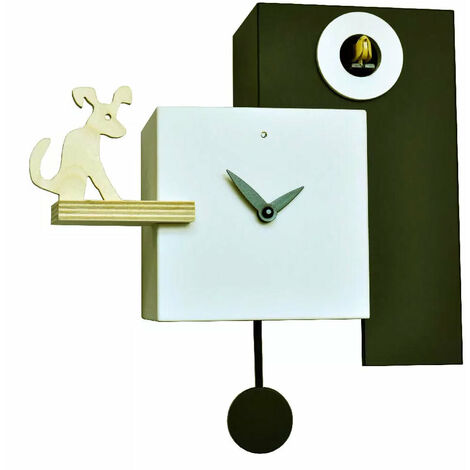 Orologio a Cucù da Parete 25X23X12Cm Pirondini Italia The Guardian Nero e Bianco