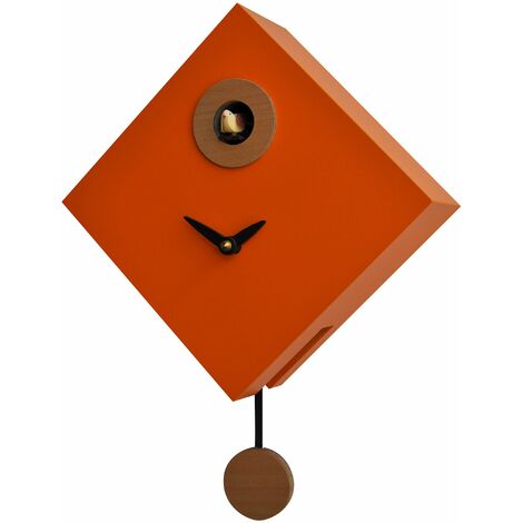 Orologio a Cucù da Parete 25x25x11cm Pirondini Italia Rombino Arancio