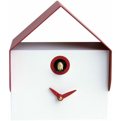 Orologio a Cucù da Parete e Tavolo 19,5x23x14 cm Pirondini Italia Dotto Bianco e Rosso
