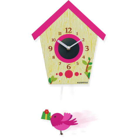 Orologio a pendolo per bambini BIRD rosa