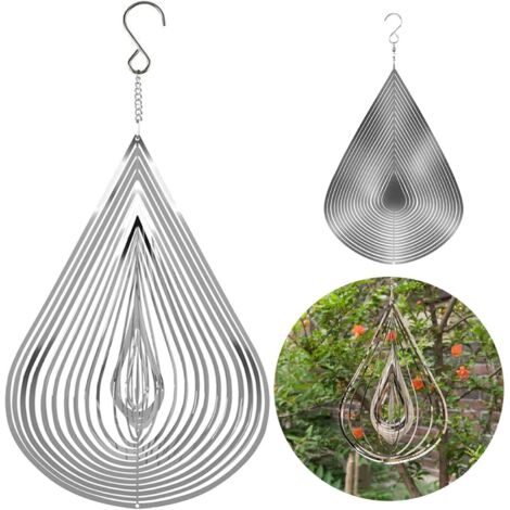 Orologio a vento con goccia d'acqua, ornamento da giardino, rotazione di 360°, ciondolo sospeso all'albero, acchiappasole, artigianato in metallo, per casa, camera da letto, soggiorno, finestra, corri
