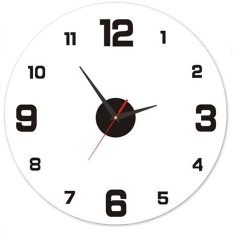 OROLOGIO ADESIVO DA PARETE TONDO DA 50 CM CON NUMERI NERO