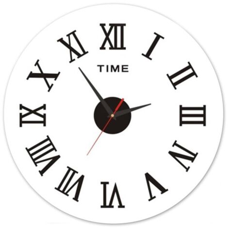 OROLOGIO ADESIVO DA PARETE TONDO DA 50 CM CON NUMERI ROMANI NERO