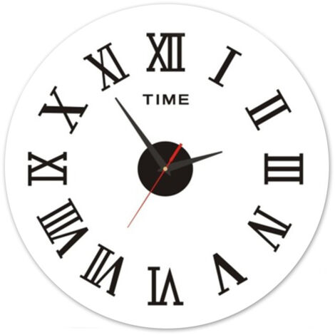 OROLOGIO ADESIVO DA PARETE TONDO DA 50 CM CON NUMERI ROMANI NERO