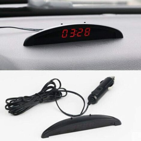 Orologio con temperatura per auto, termometro digitale universale per cruscotto auto con display LCD per interni auto, rosso