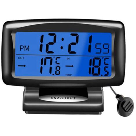 Orologio con temperatura per auto, termometro per auto, termometro digitale per auto con orologio LCD retroilluminato e display digitale