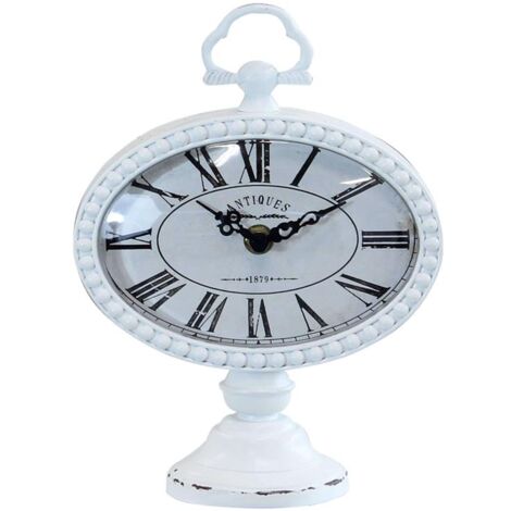 OROLOGIO DA APPOGGIO LUDOVIC TONDO IN FERRO BIANCO 16.5 X 8.5 X H22.5 CM