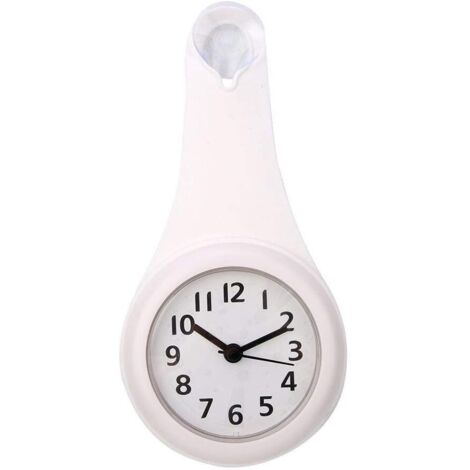 Orologio da bagno da appendere con gancio a ventosa, silenzioso e impermeabile, ideale per la doccia, la camera da letto, il soggiorno e come elemento decorativo per la casa (bianco).