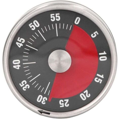 Orologio da cucina visivo da 60 minuti con retro magnetico e allarme da 70 dB, timer meccanico per conto alla rovescia in acciaio inossidabile - Nero