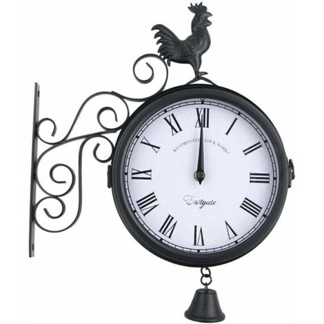Orologio da giardino Timekeeper, orologio da parete per esterni, nero, vintage, impermeabile, per il giardino, 30 x 9 x 37 cm