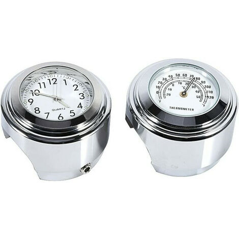 Orologio da manubrio per moto, orologio digitale da 7/8" per montaggio su manubrio da moto impermeabile e termometro temp bianco